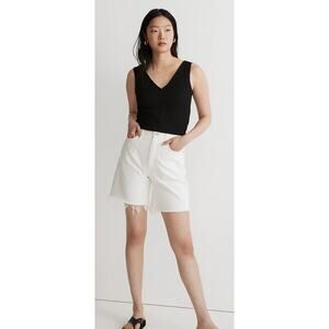 Madewell V-Neck Sleeveless Crop Tank Top Black Womens XXS New